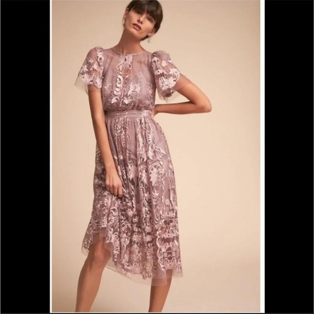 BHLDN Vivica Lace Midi Dress in Lavender - Picture 2 of 8